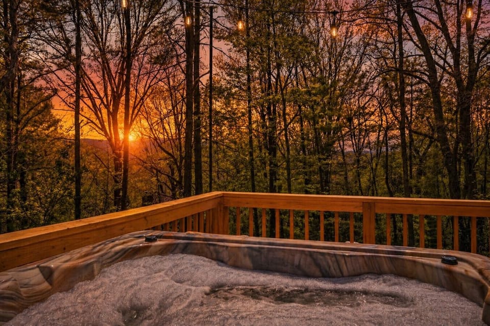 Enjoy an amazing sunset view from the back patio or the hot tub!