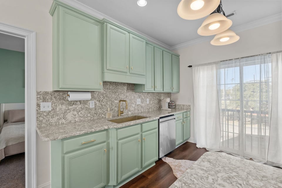 Kitchen with wooden cabinets