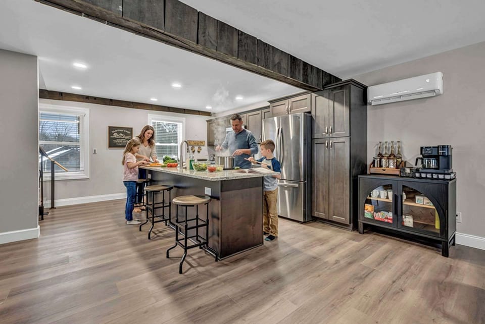 A spacious and fully equipped kitchen where everyone can gather, cook, and enjoy time together.