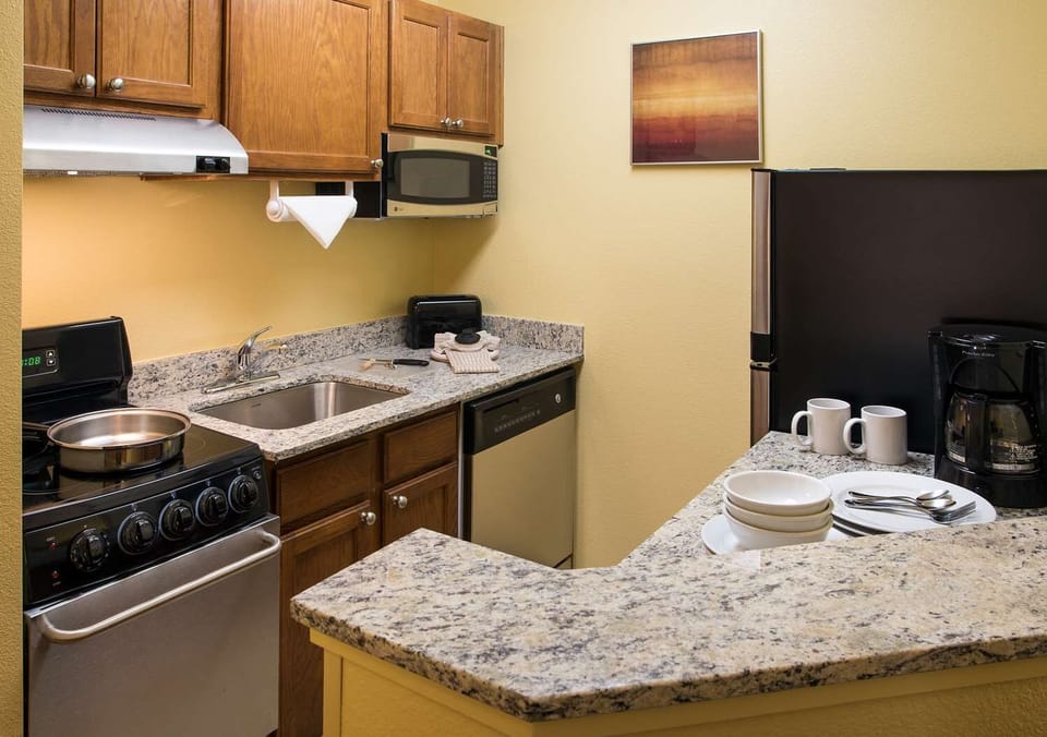 Prep snacks with generous counter space and handy small appliances.