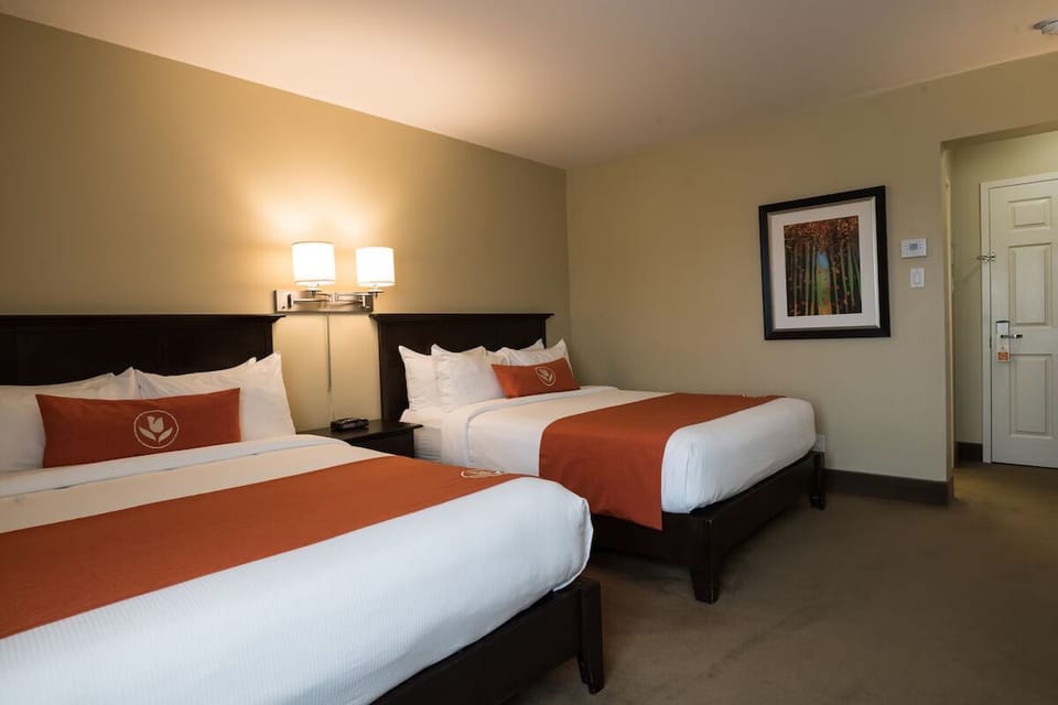 Share the space comfortably with two beds and soft bedding.