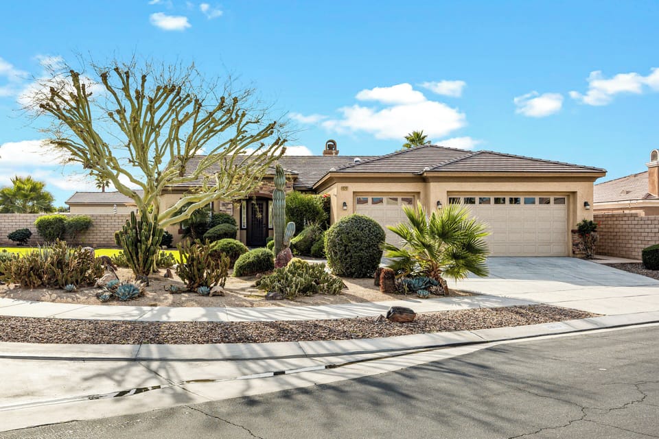 Desert landscaping welcomes you to your La Quinta getaway