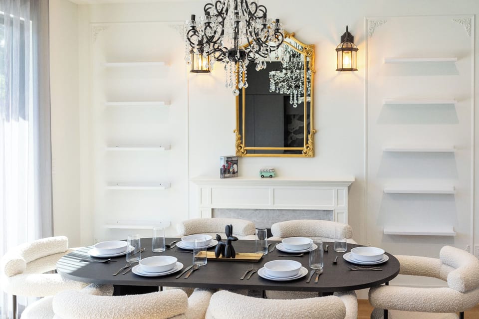 Luxury kitchen with premium appliances and marble details