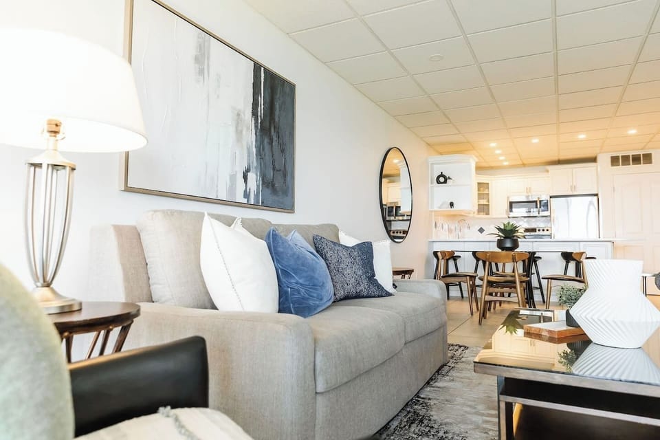 The social hub! Appreciate the full scope of our main living area, open, airy, and designed with your group's comfort and enjoyment in mind.