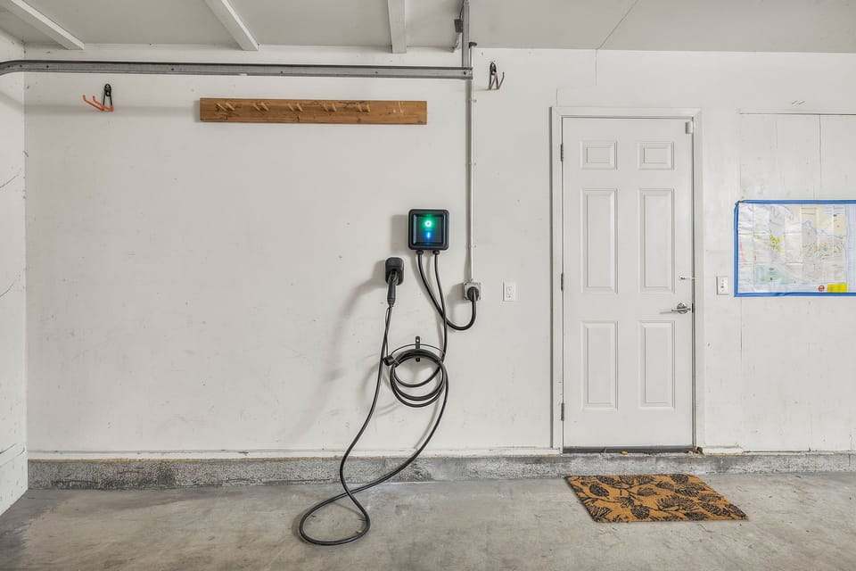 Your private garage features convenient EV charging station, perfect for powering up your electric vehicle during your stay.