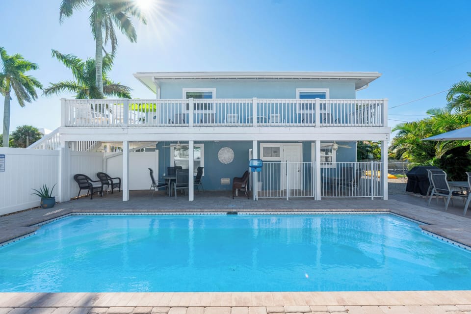 Sparkling Blue Heated pool.