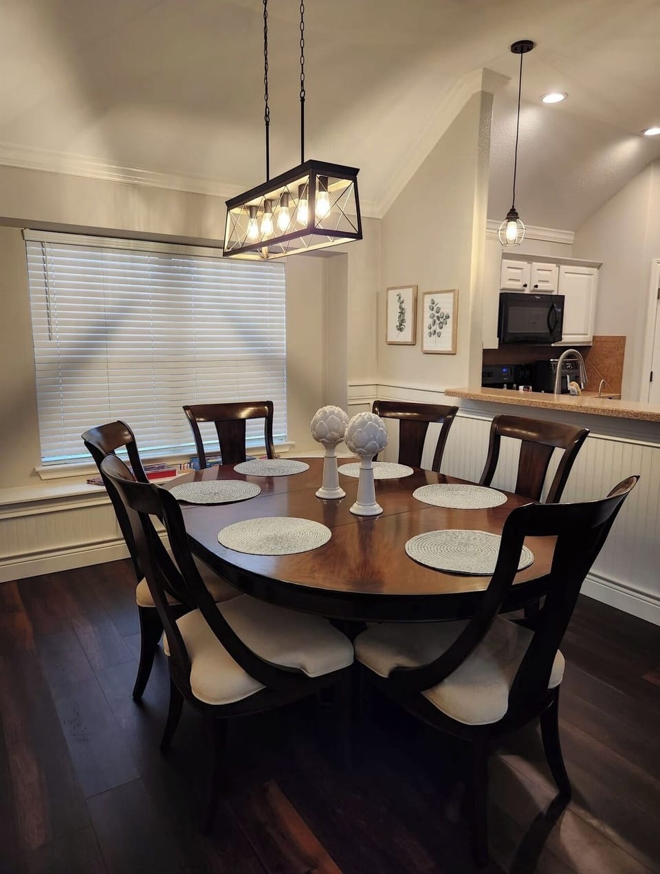 Dining Room with window seat.