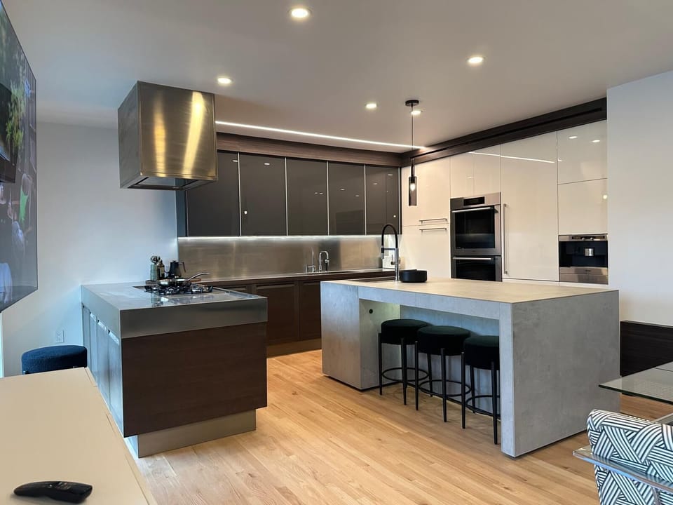 Luxury kitchen with high-end finishes and open layout.