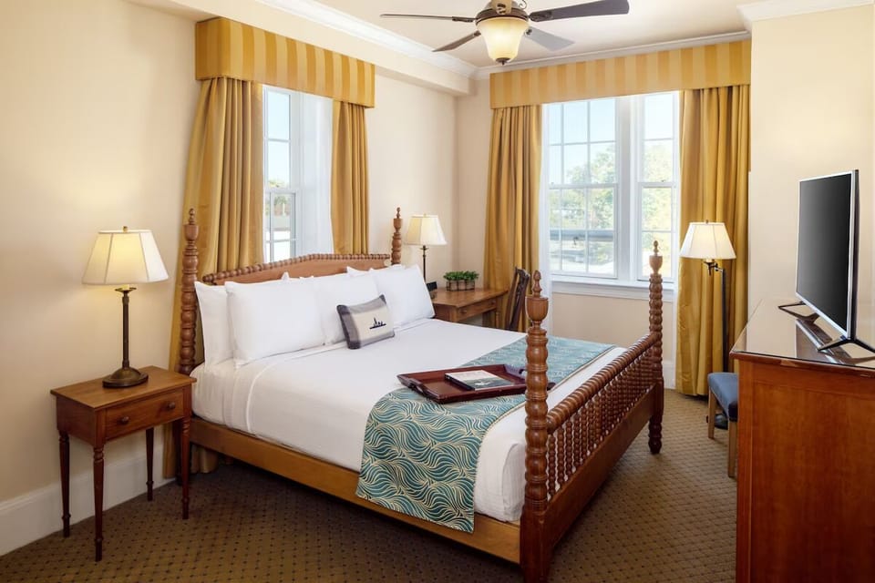 Wake up to sunshine in a bright king room with views.