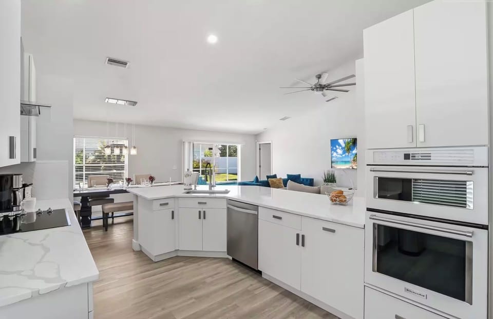 Large open kitchen with quartz counter tops