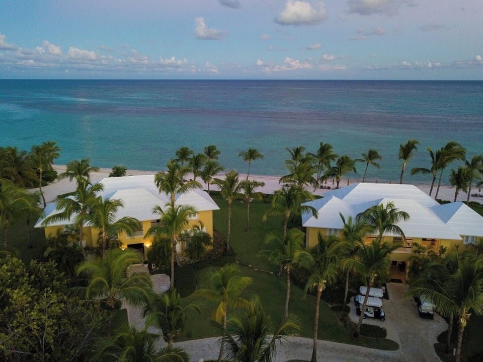 Soak in sweeping beachfront views amid lush palms and sunset skies