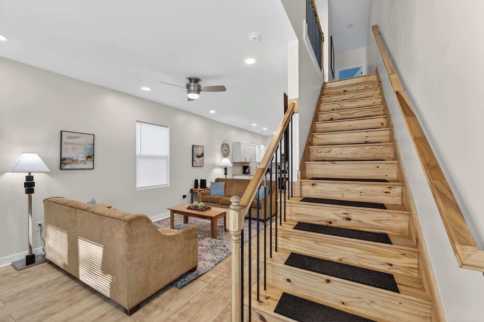 Beautiful Natural Wood Stairs - Left Side