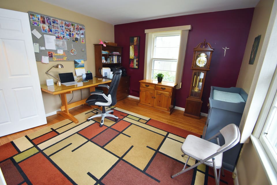 Office with changing table for the little ones.