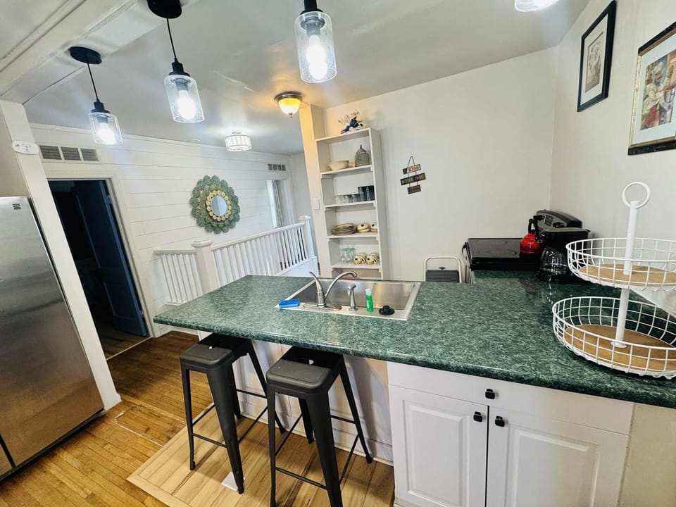 “Fully stocked kitchen for easy meals and late-night treats.”