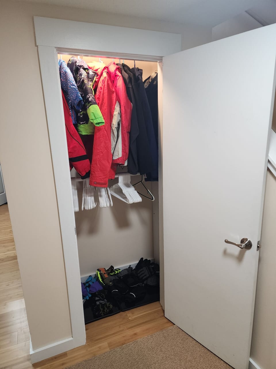 Closet in entry area with extra coats and gloves available if you need them.