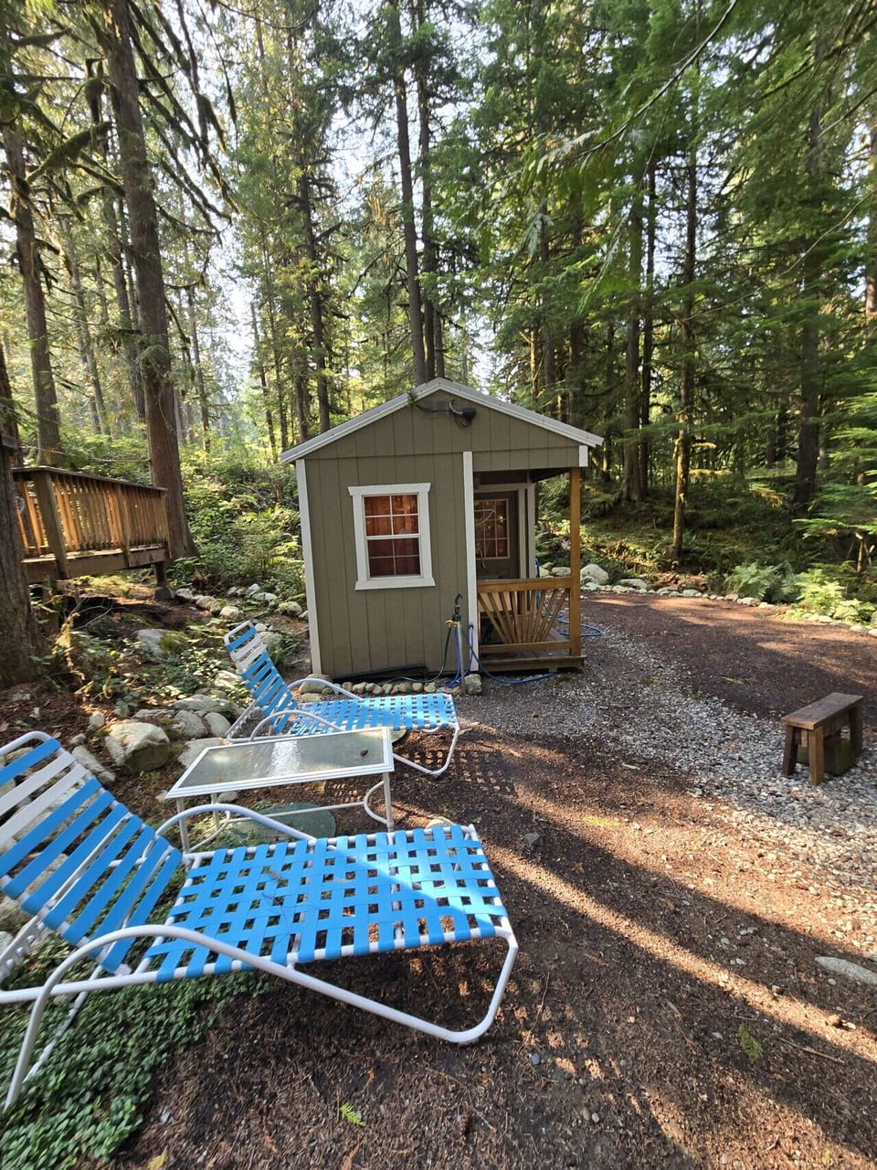 Lounging around the campfire and short walk to your private bathroom