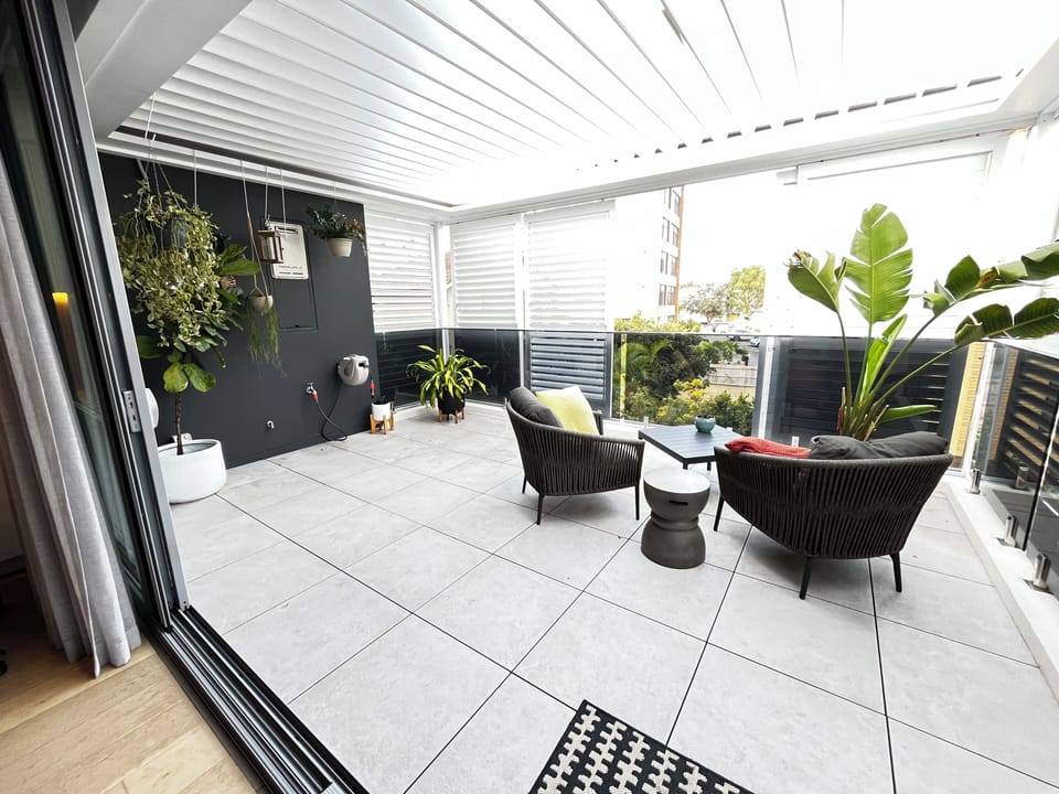 Large North Facing Balcony connects to Living Room and Kitchen 