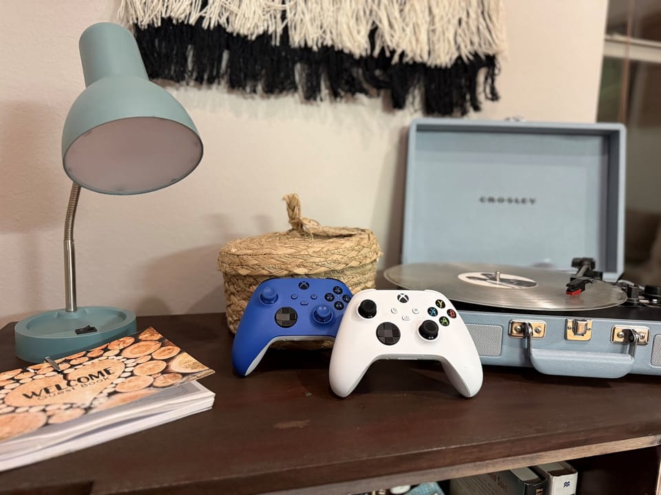 Go back in time to relax. Put on one in our records, borrow a book, or color in one of the calming coloring books. Kids need something to on a rainy day? Turn on the pre-installed Xbox or pull out one of the many board and card games