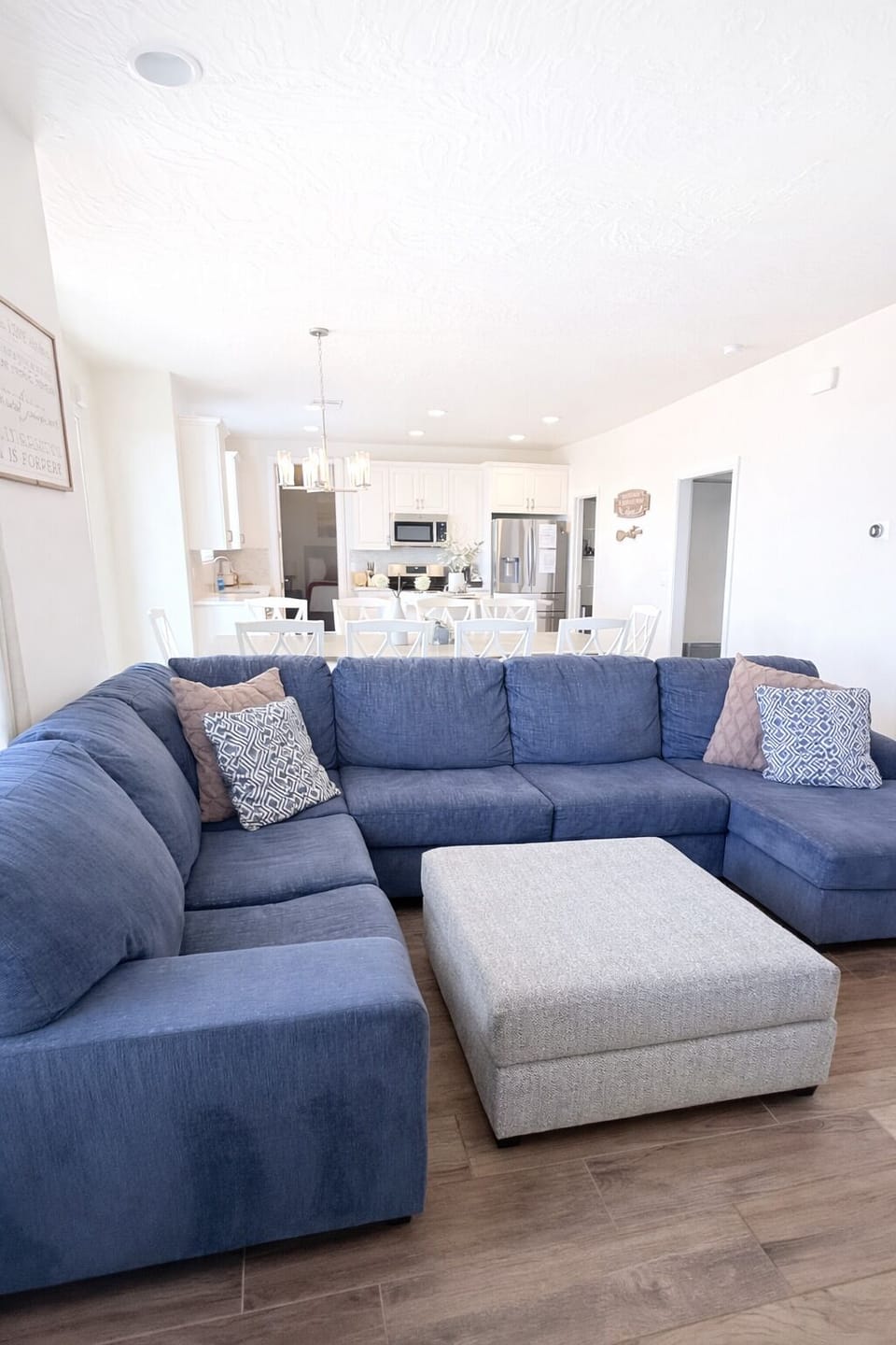 Large open living and dining area