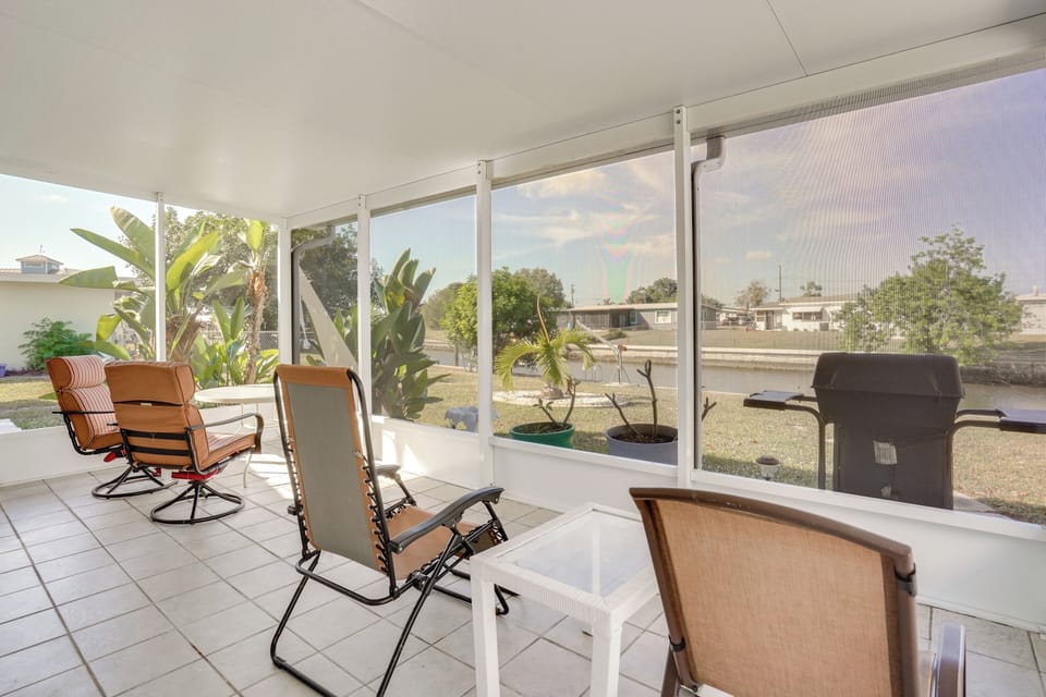 Screened Lanai | Outdoor Seating | Canal View