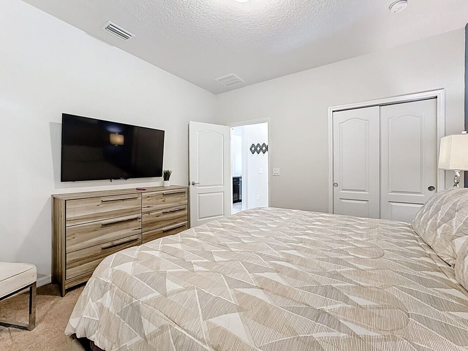 Bright, clean bedroom designed for comfort and a restful night’s sleep.
