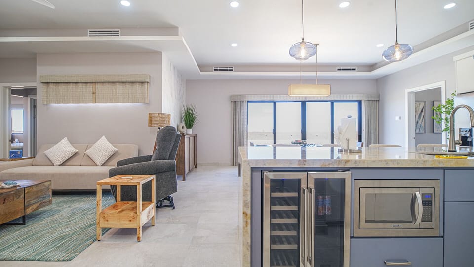 Upstairs -  wine fridge in the kitchen island