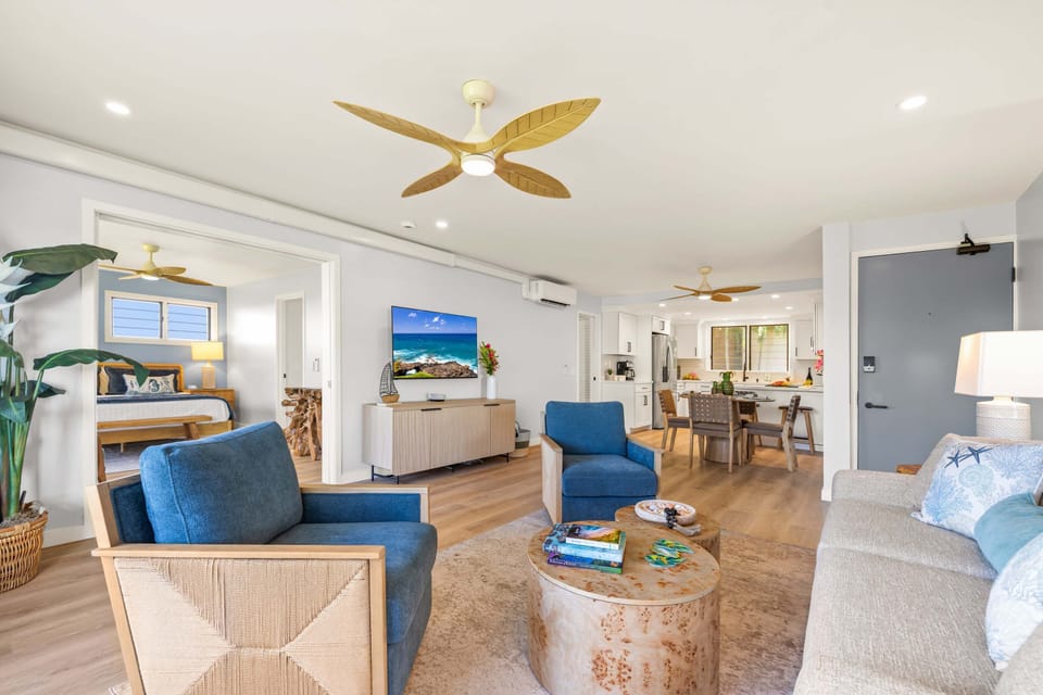 Living Room, Dining & Kitchen
