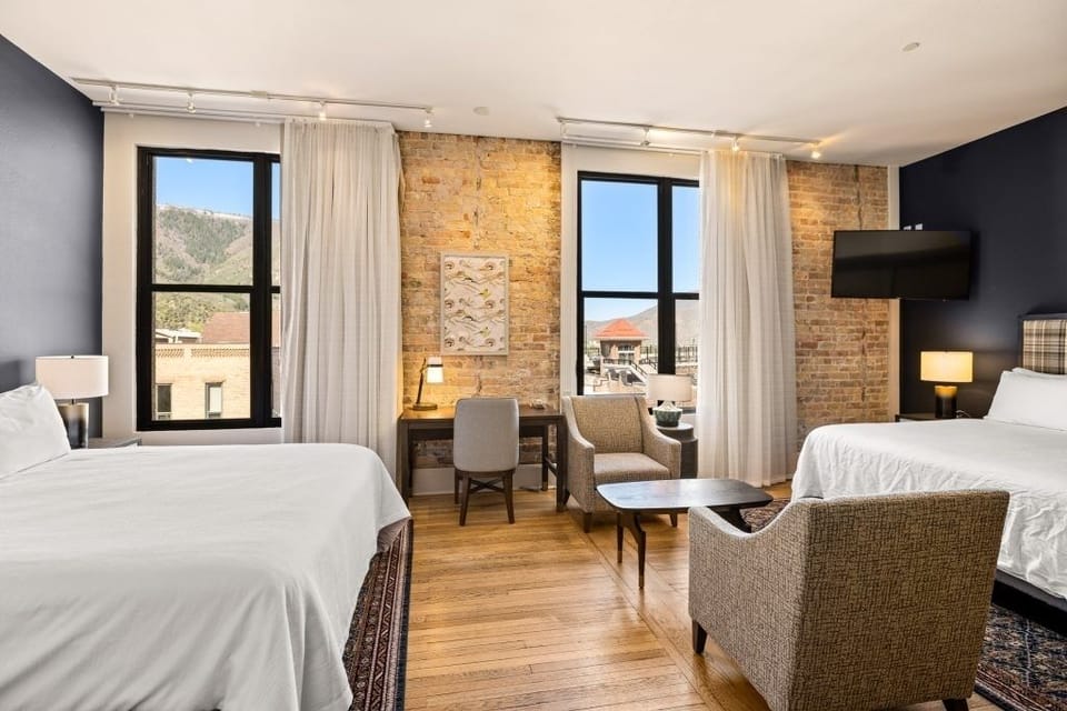 Breathe in bright mornings with cozy seating and generous space.