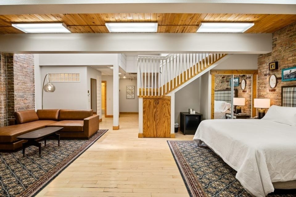 Gather in an expansive loft space with character-rich finishes.