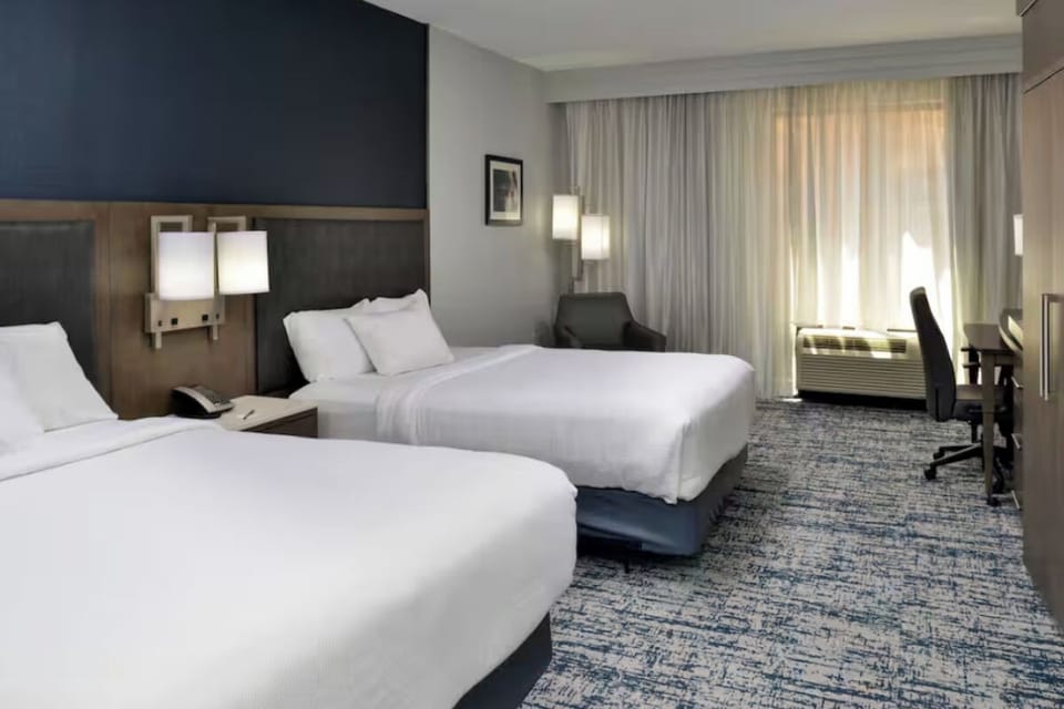 Stretch out after adventures in a bright, double-queen room