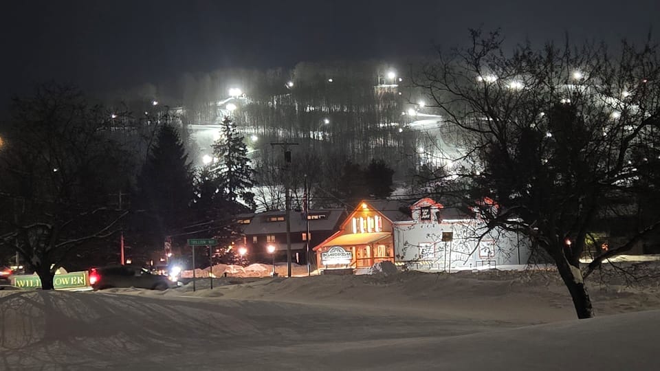 Night skiing view across the street!