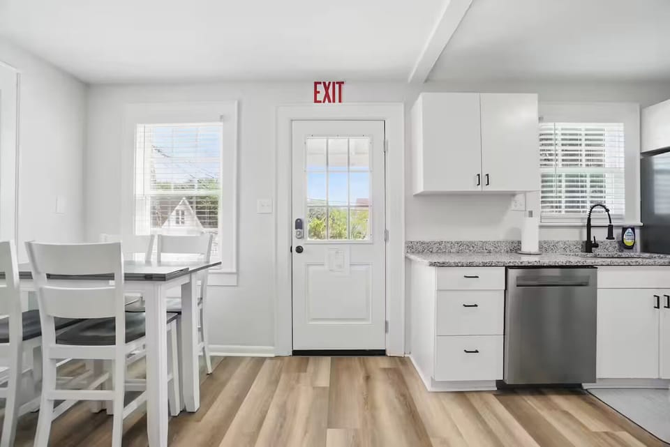 Start your day in this bright kitchen and dining nook before heading out.