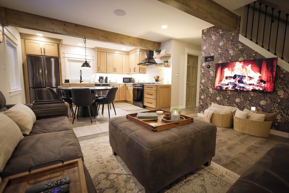 Kitchen and living area is perfect for entertainment and game night.