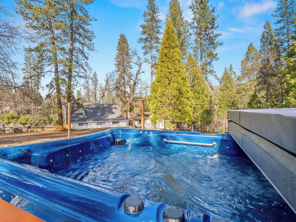 Swim spa and you can see the barn in the background down the hill