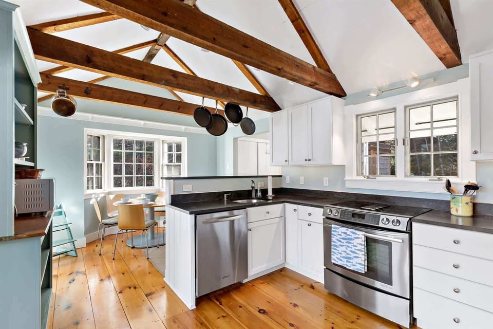 Start your morning with coffee in the bright breakfast nook, then head out for a short walk to the peaceful inlet beach.