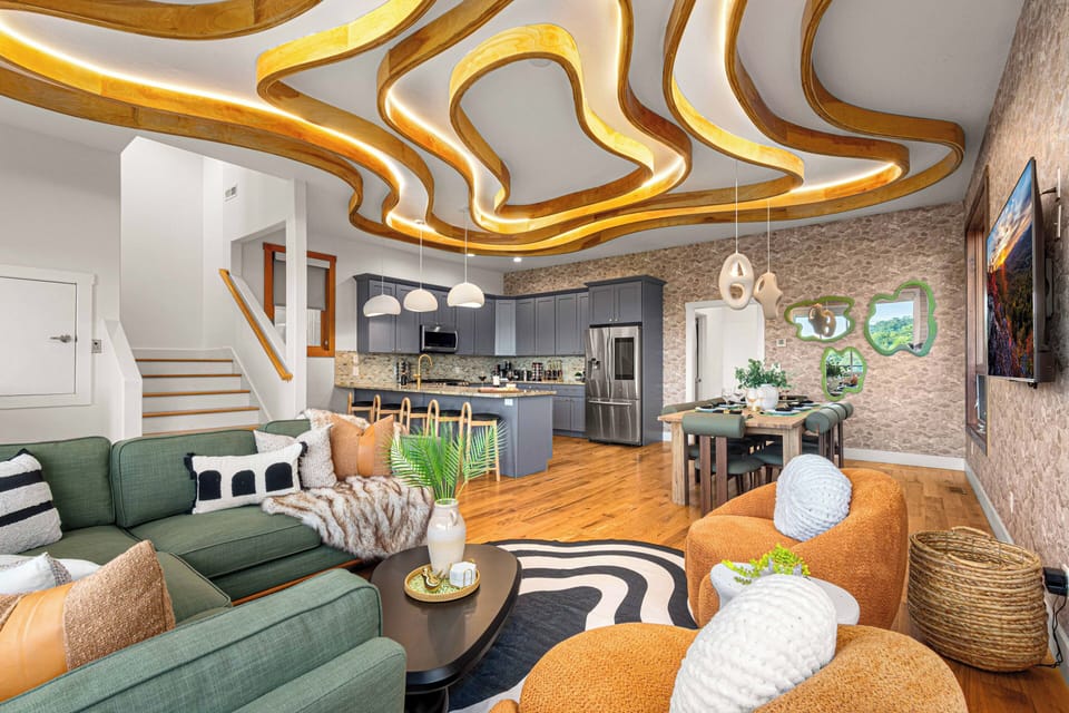 Our open kitchen, dining, and living area lets the whole family gather!