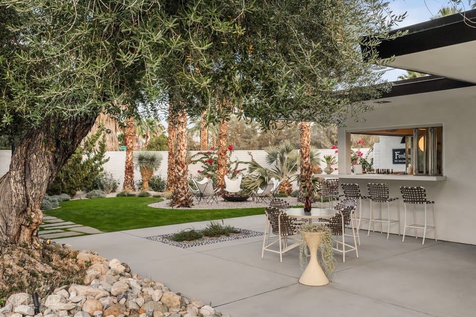 Shared commercial kitchen opens onto the central courtyard.