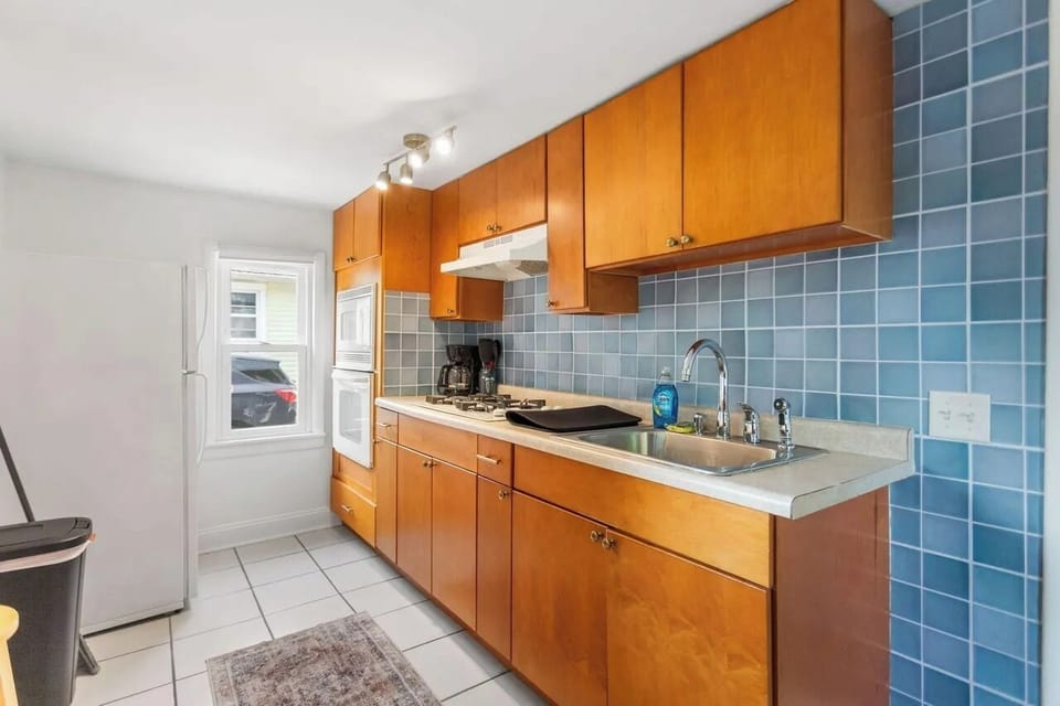 The south unit has a fully stocked kitchen.