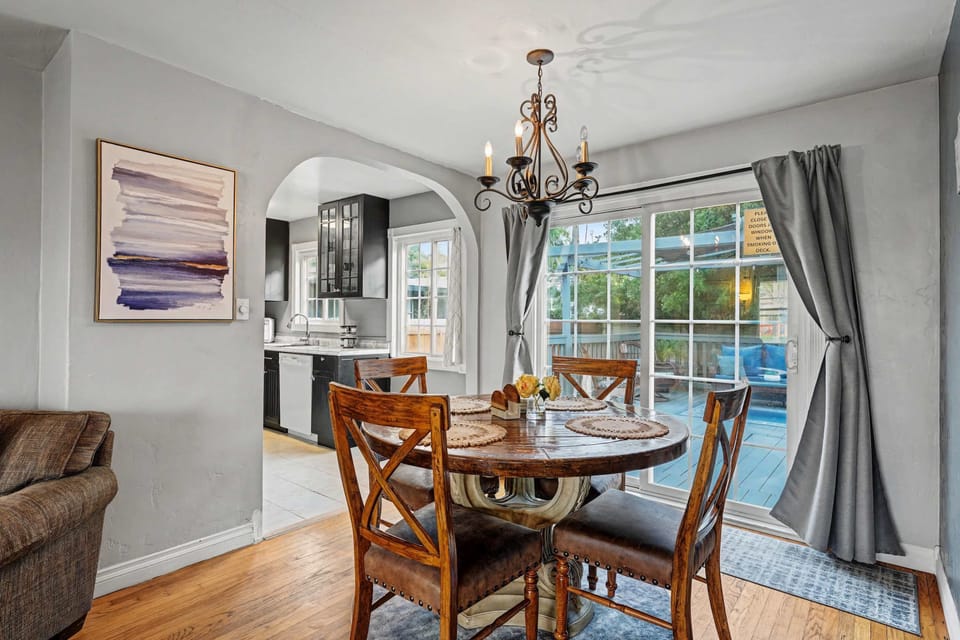 Dining table with a lot of natural light