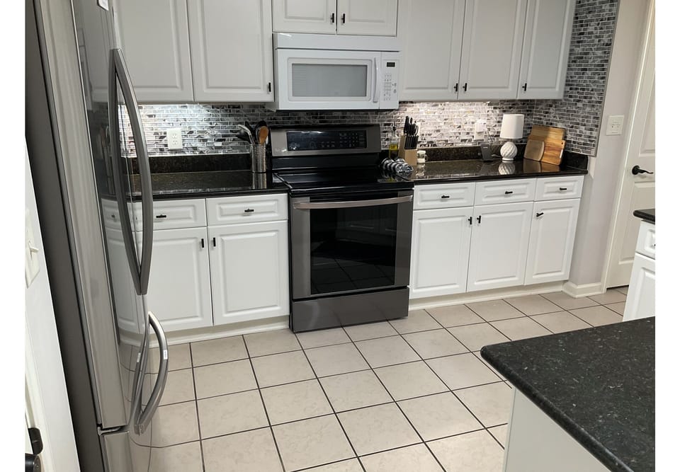 Kitchen with all appliances, including a Keurig and drip coffee maker