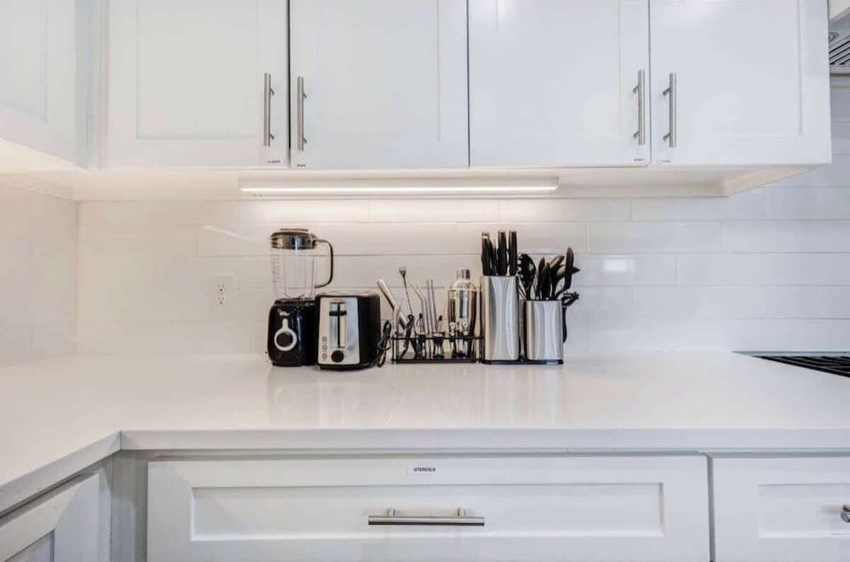Fully stocked kitchen with everything you need for cooking . 
