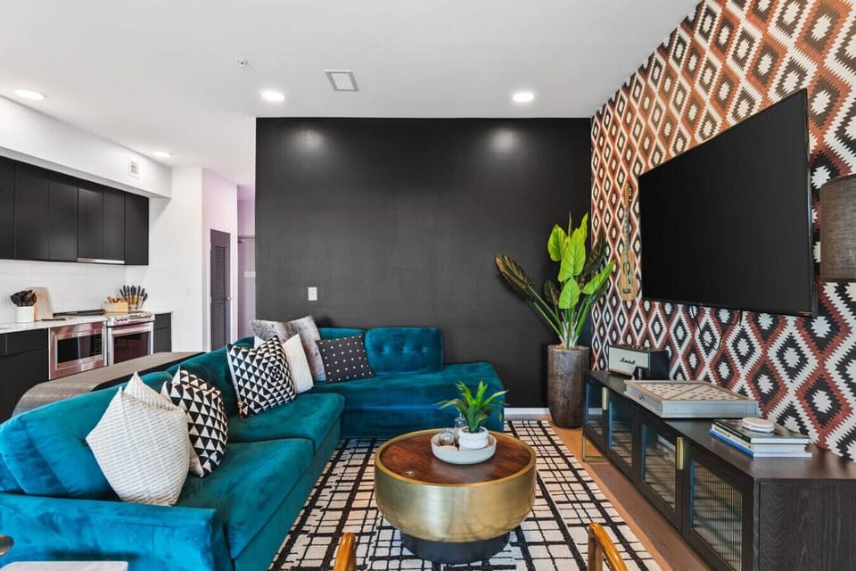 Bright and Spacious living with a sofa bed. HD TV with all the apps you could want.