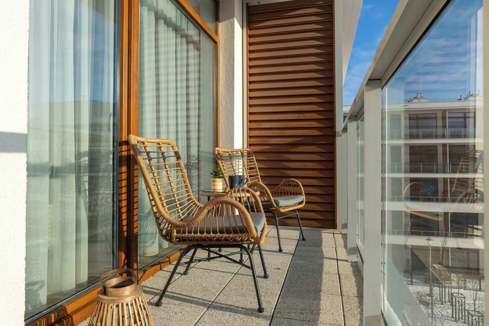 The balcony's peaceful ambiance is ideal for unwinding.