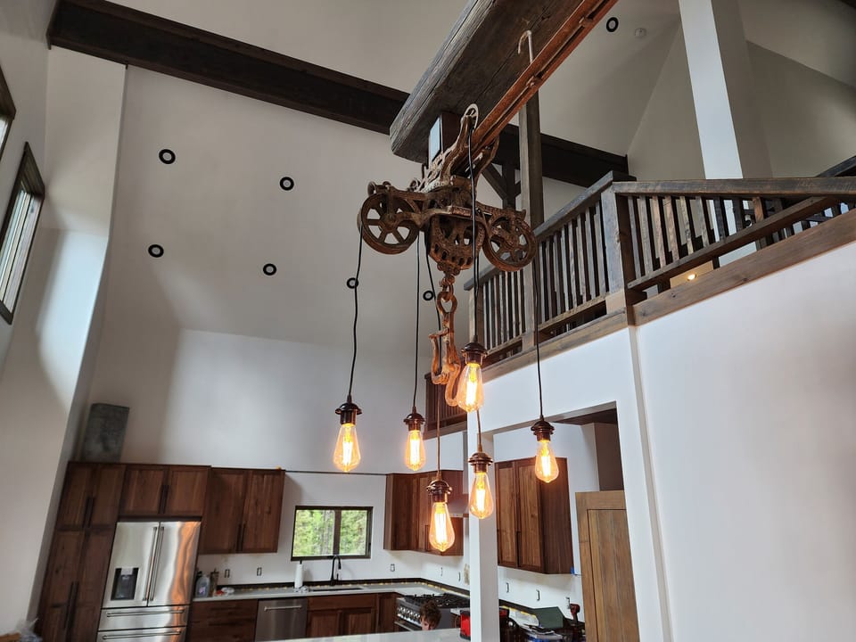 hay trolley chandelier