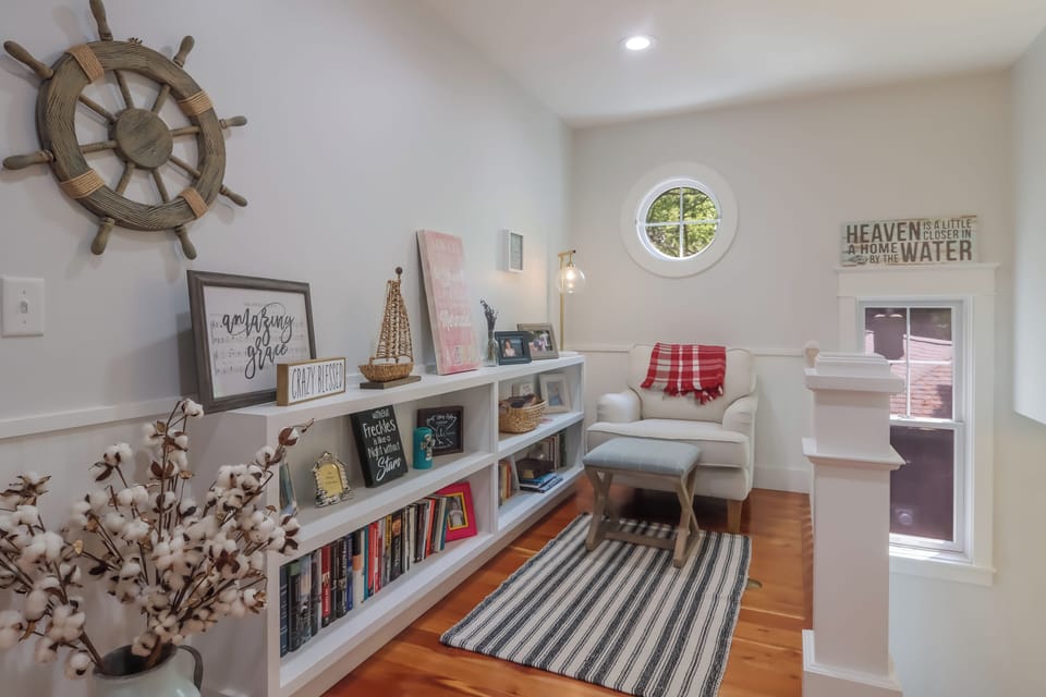 The loft is the perfect nook for reading, napping, or snuggling with a baby.