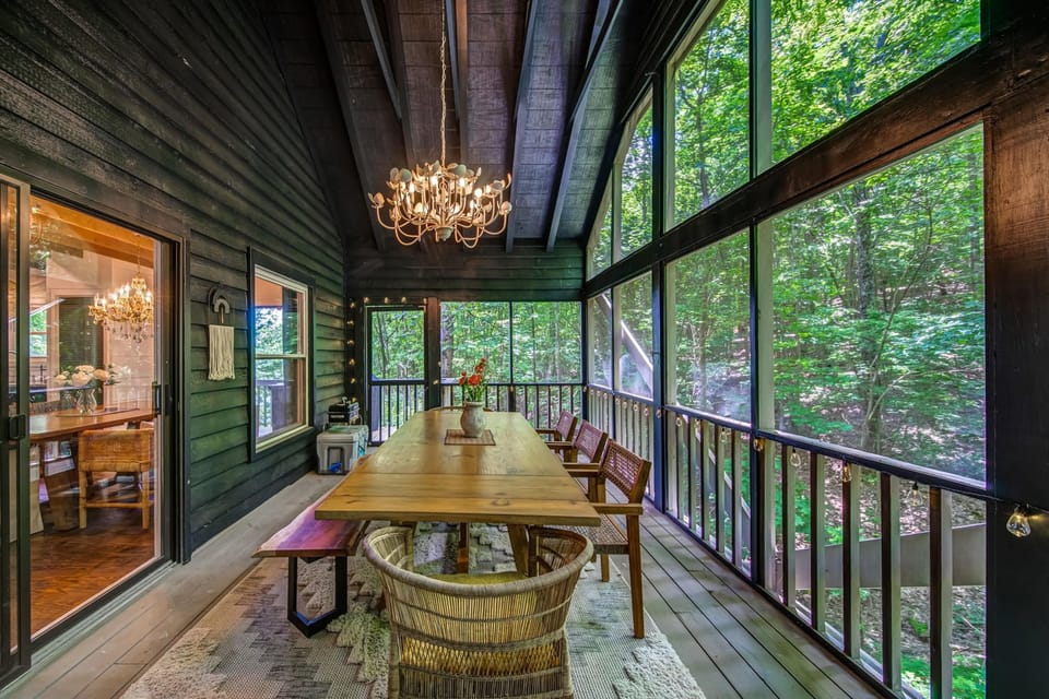 Enjoy this home’s details even at the outdoor dining table with seating for 7