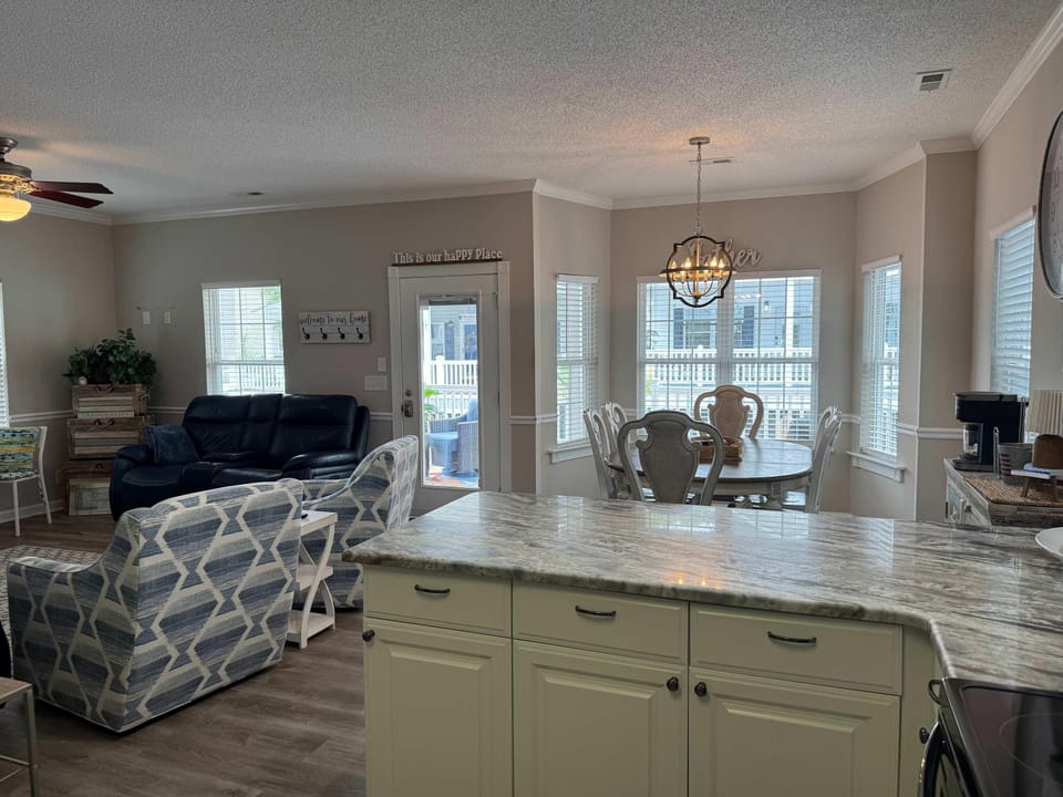 Bright open living and dining area