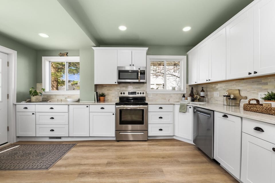 Gourmet kitchen equipped with full-size appliances, premium cookware, and plenty of counter space.
