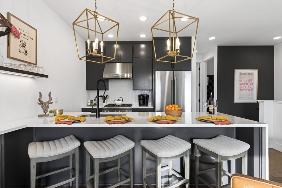 Modern kitchen designed for gathering, dining, and entertaining.