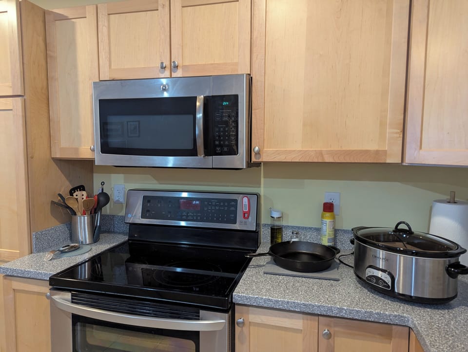 Double oven, crock pot, cast iron skillet